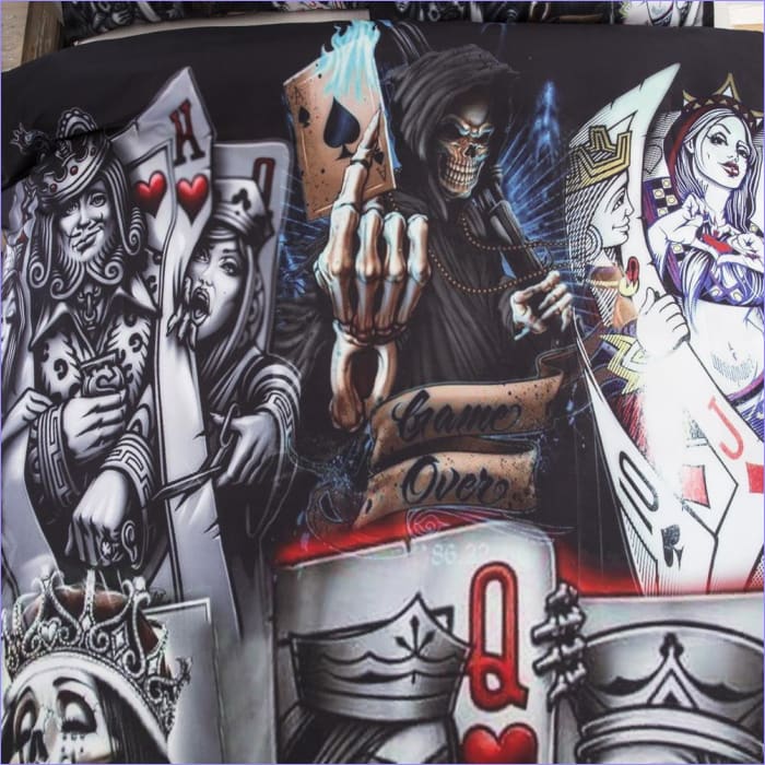 Copripiumino Con Teschio Faccia Da Poker