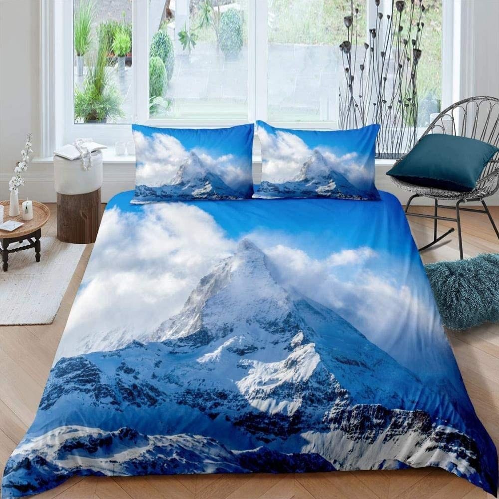 Copripiumino A Tema Montagna Bianca