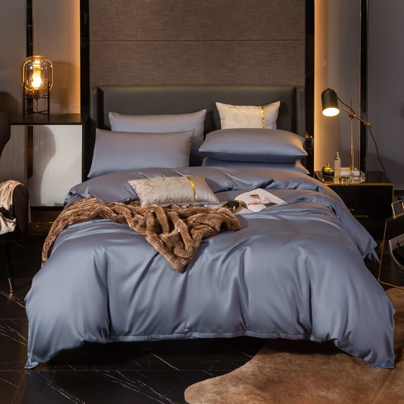 Copripiumino Tinta Unita 100% Cotone Argento