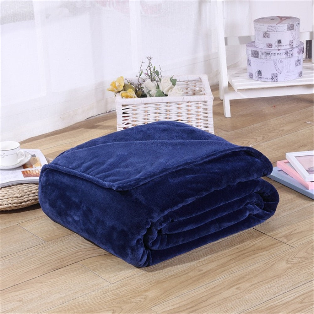 Coperta In Pile Blu Navy Scozzese