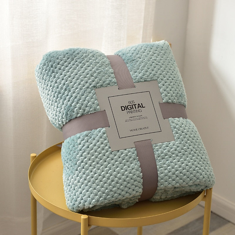 Coperta In Pile In Microfibra Scozzese Blu Turchese