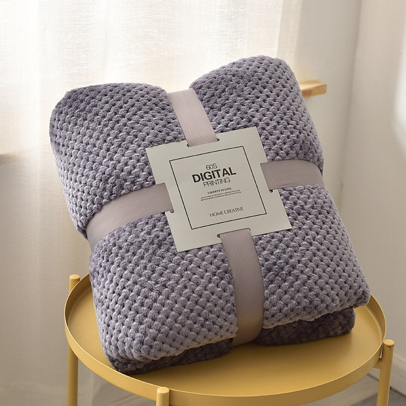 Coperta In Pile In Microfibra Scozzese Grigio Chiaro